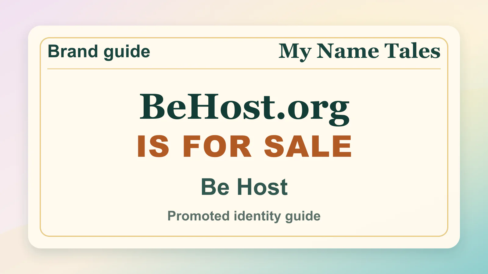 Be Host brandable domain guide thumbnail on My Name Tales