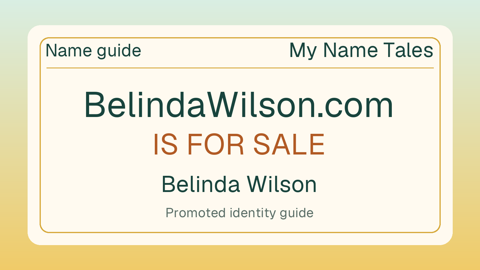 Belinda Wilson name guide — BelindaWilson.com is for sale