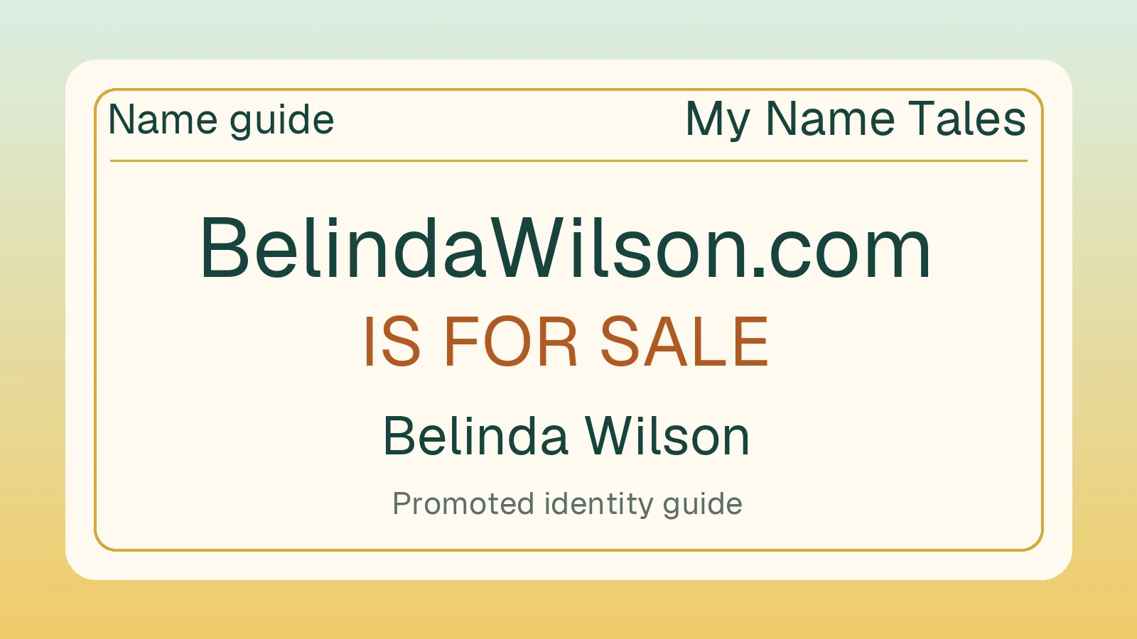 Belinda Wilson name guide — BelindaWilson.com is for sale