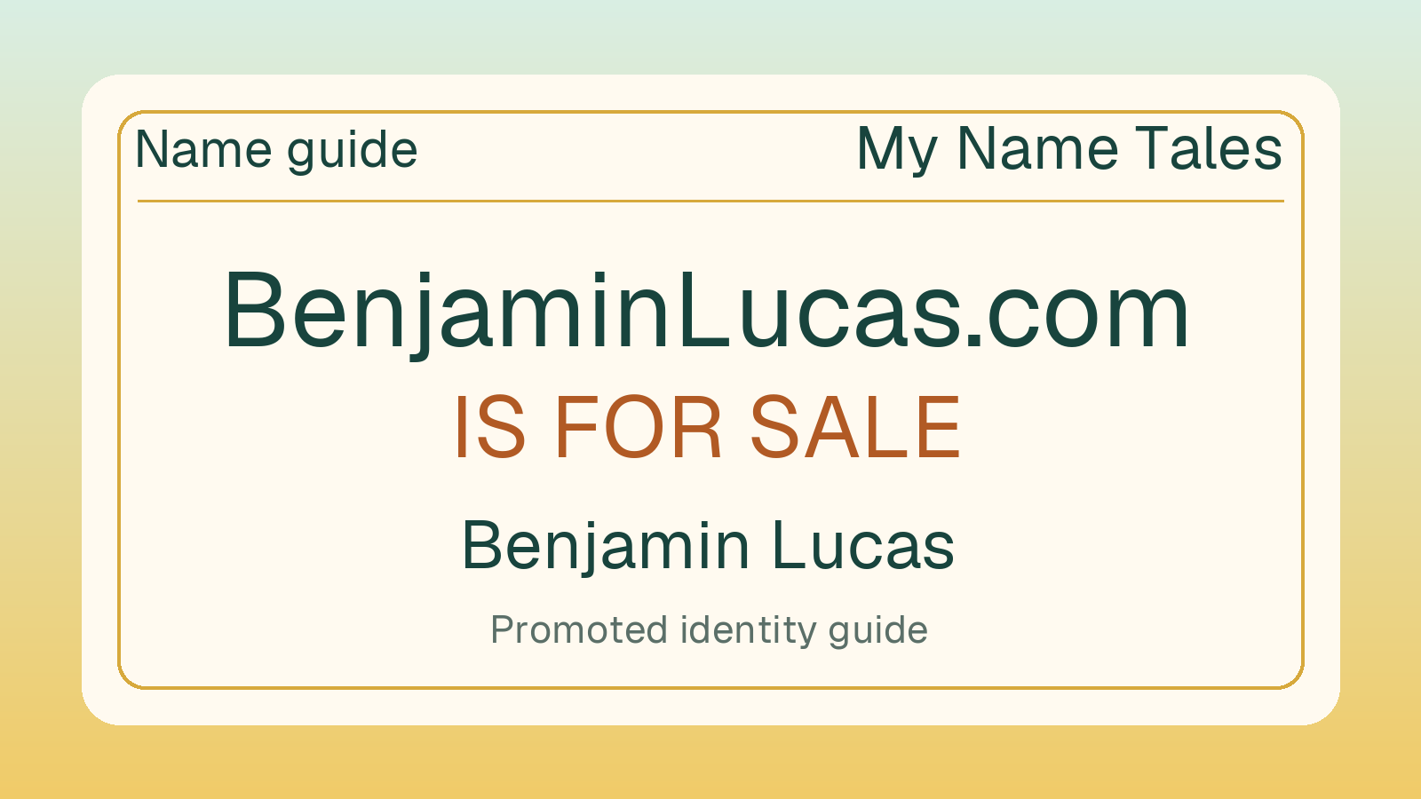 Benjamin Lucas name guide — BenjaminLucas.com is for sale