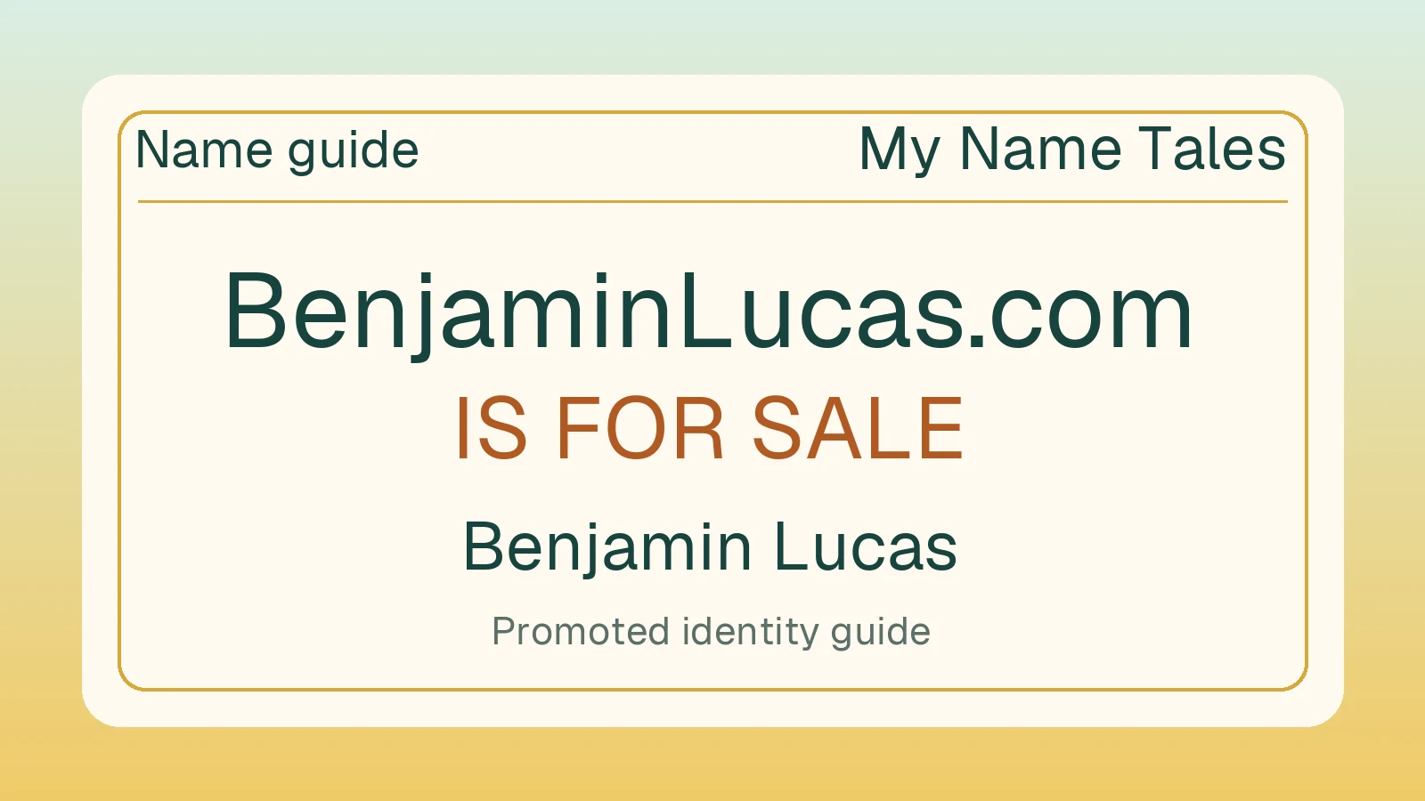 Benjamin Lucas name guide — BenjaminLucas.com is for sale