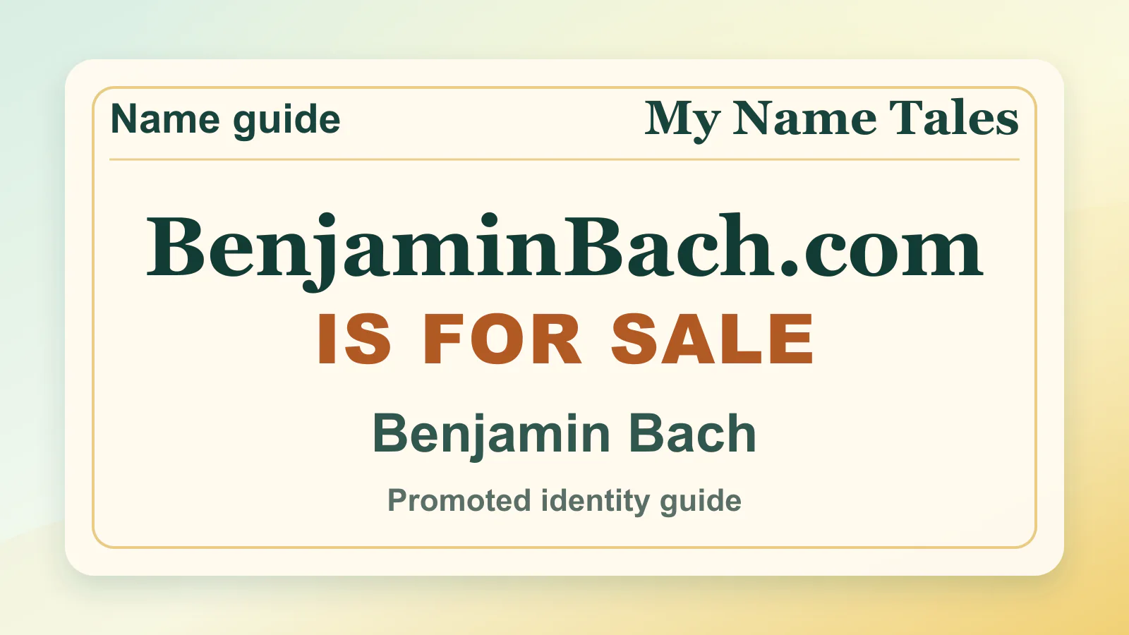 Benjamin Bach personal name guide thumbnail on My Name Tales