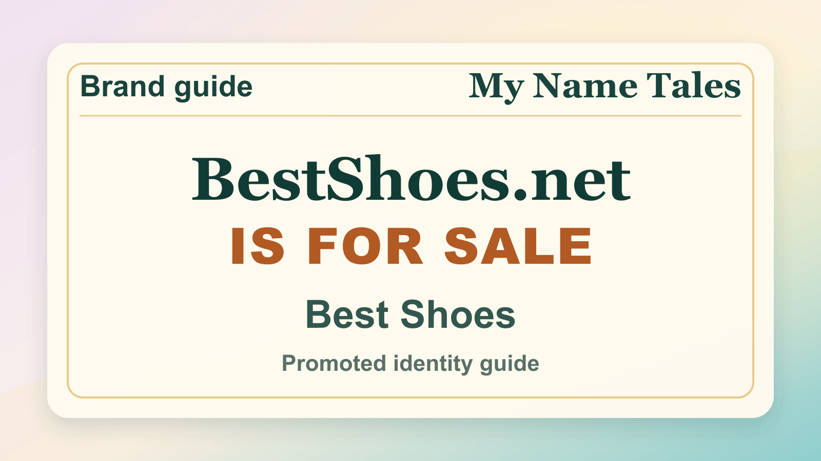 Best Shoes identity guide image — BestShoes.net is for sale