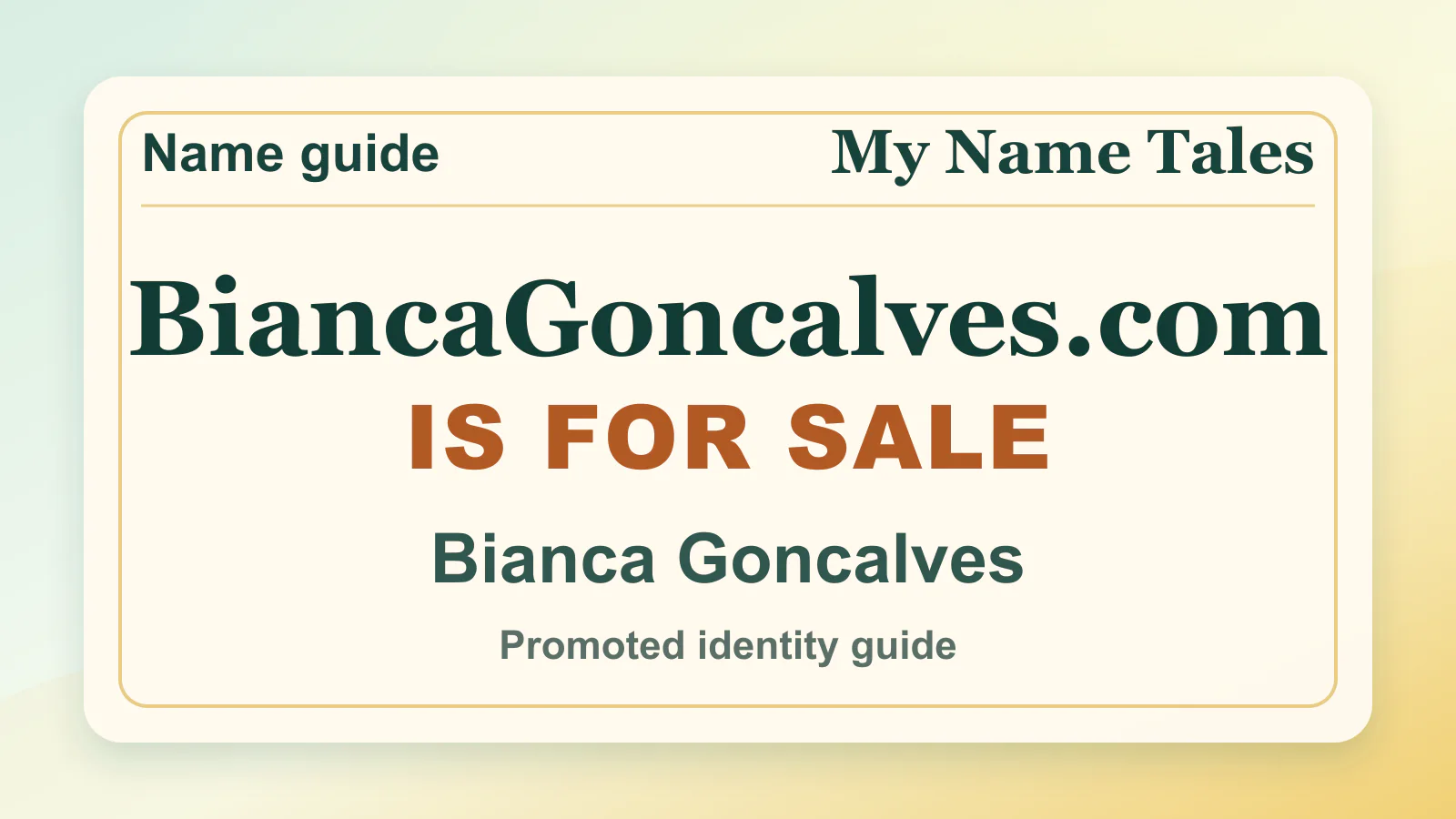 Bianca Goncalves personal name guide thumbnail on My Name Tales