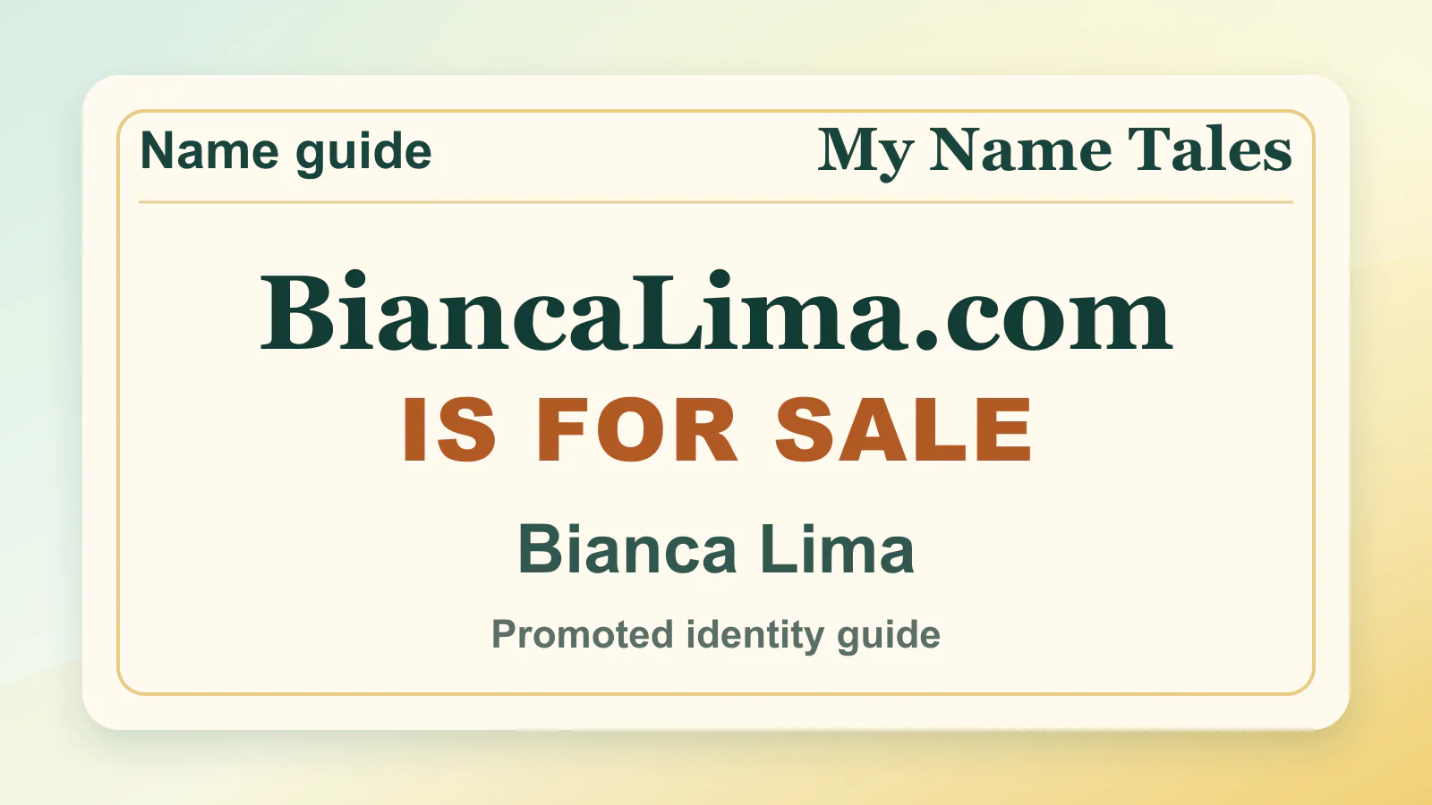 Bianca Lima personal name guide thumbnail on My Name Tales