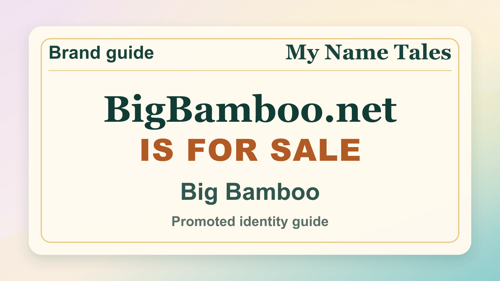 Big Bamboo identity guide image — BigBamboo.net is for sale