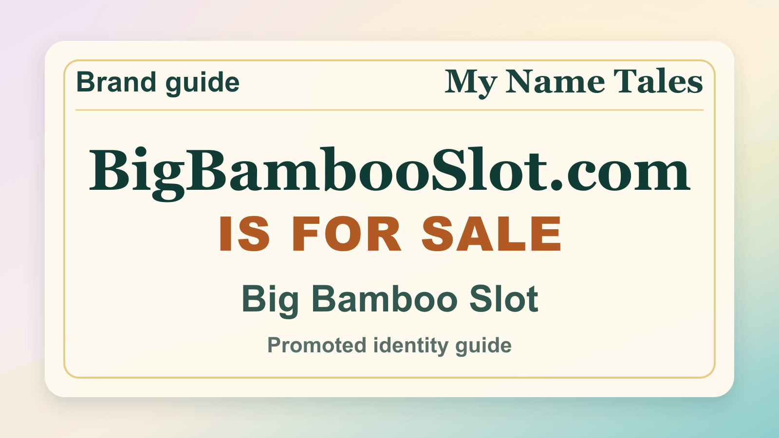 Big Bamboo Slot identity guide image — BigBambooSlot.com is for sale