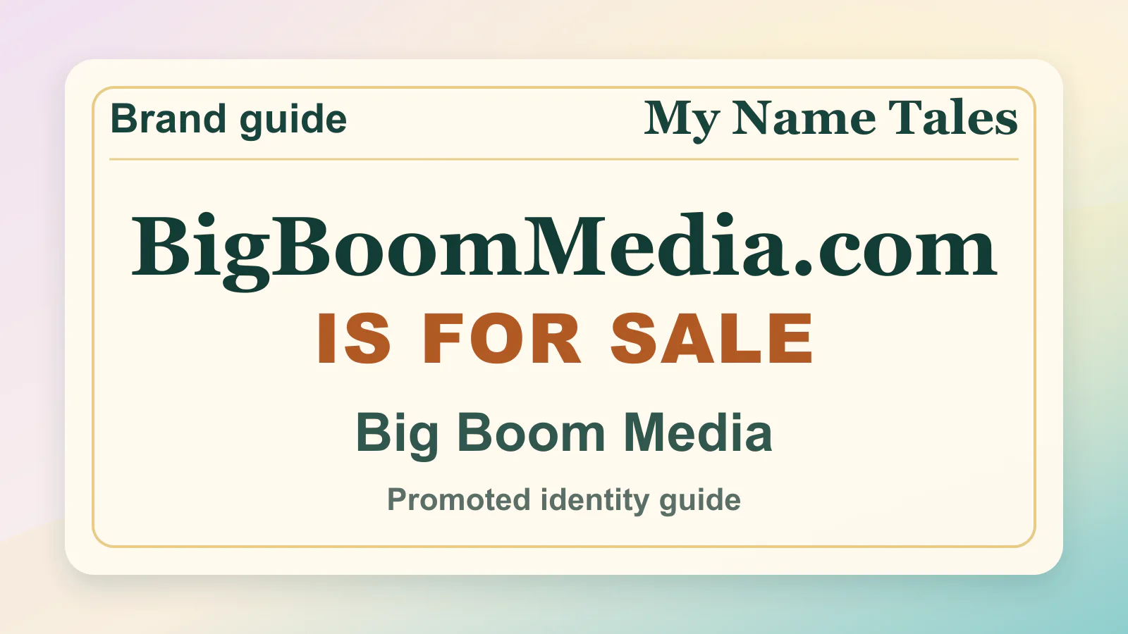Big Boom Media brandable domain guide thumbnail on My Name Tales