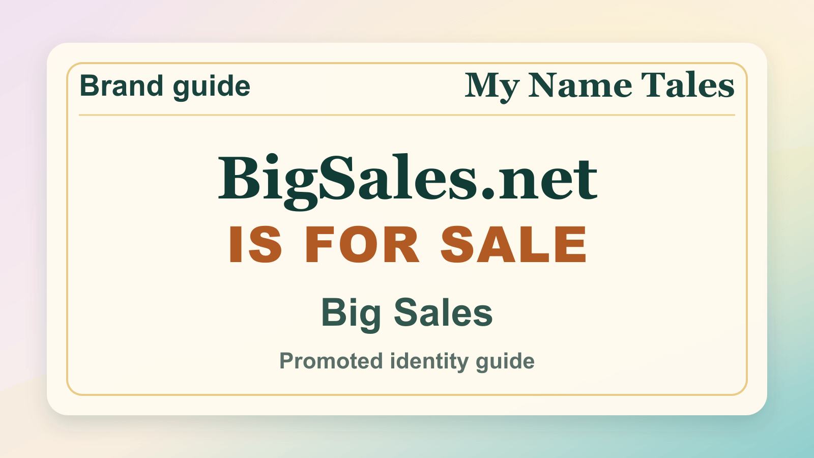 Big Sales identity guide image — BigSales.net is for sale