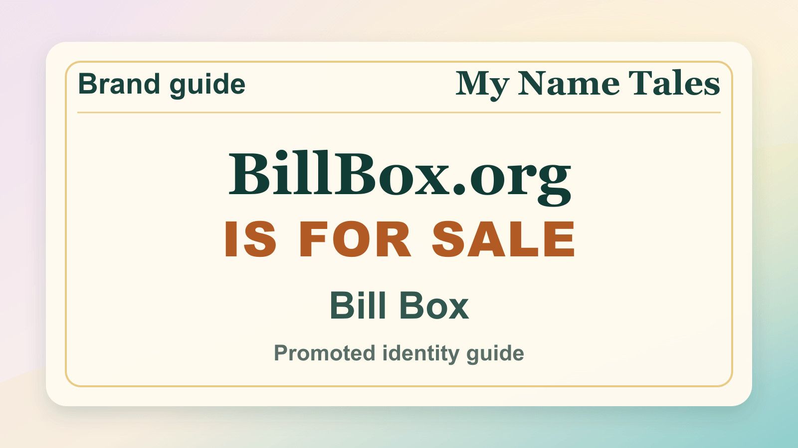 Bill Box identity guide image — BillBox.org is for sale