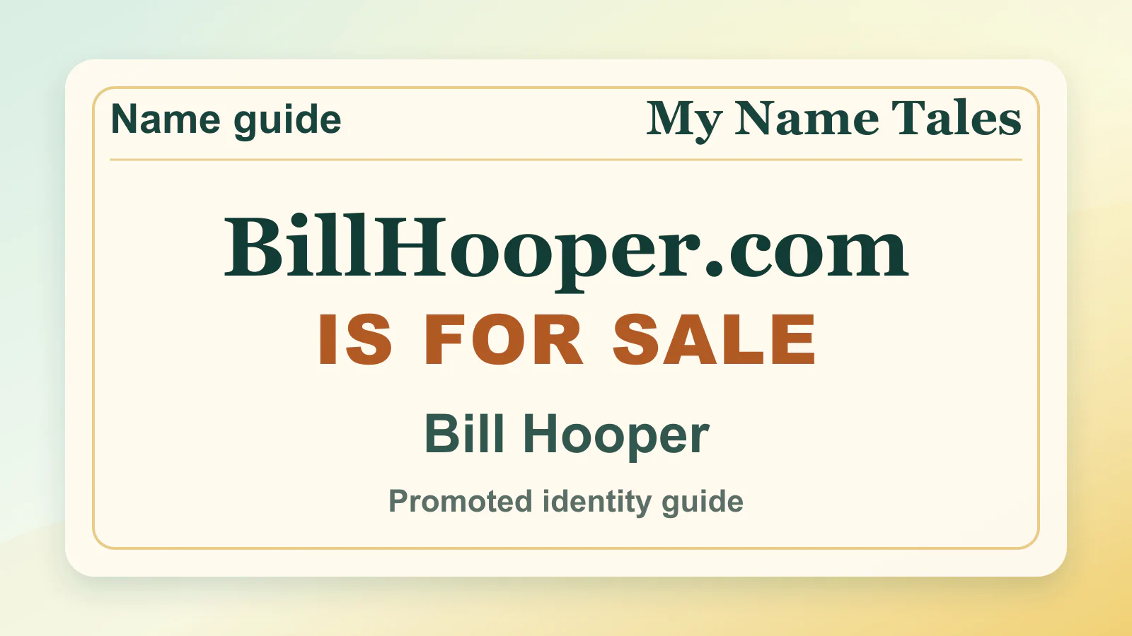 Bill Hooper personal name guide thumbnail on My Name Tales