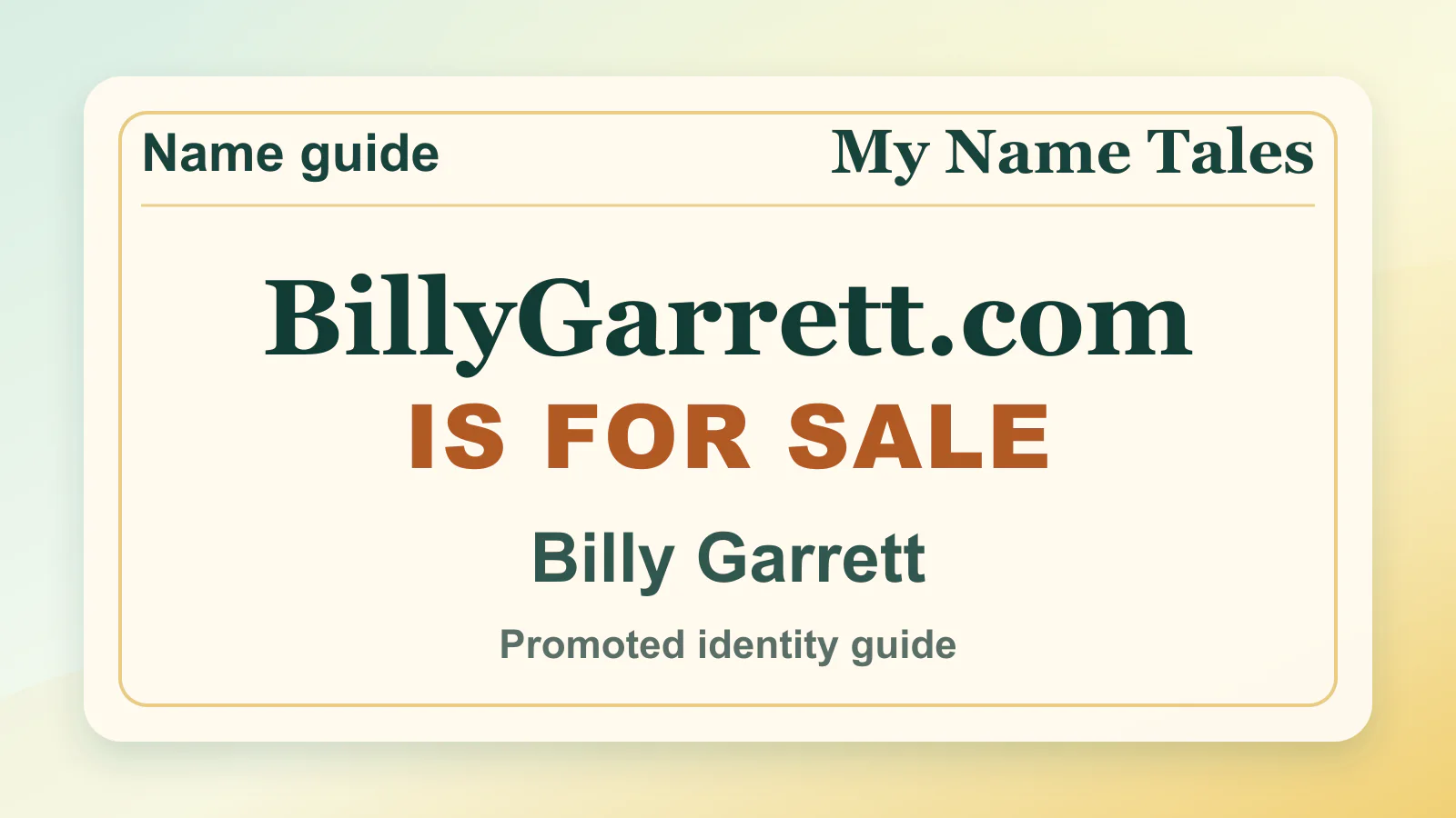 Billy Garrett personal name guide thumbnail on My Name Tales