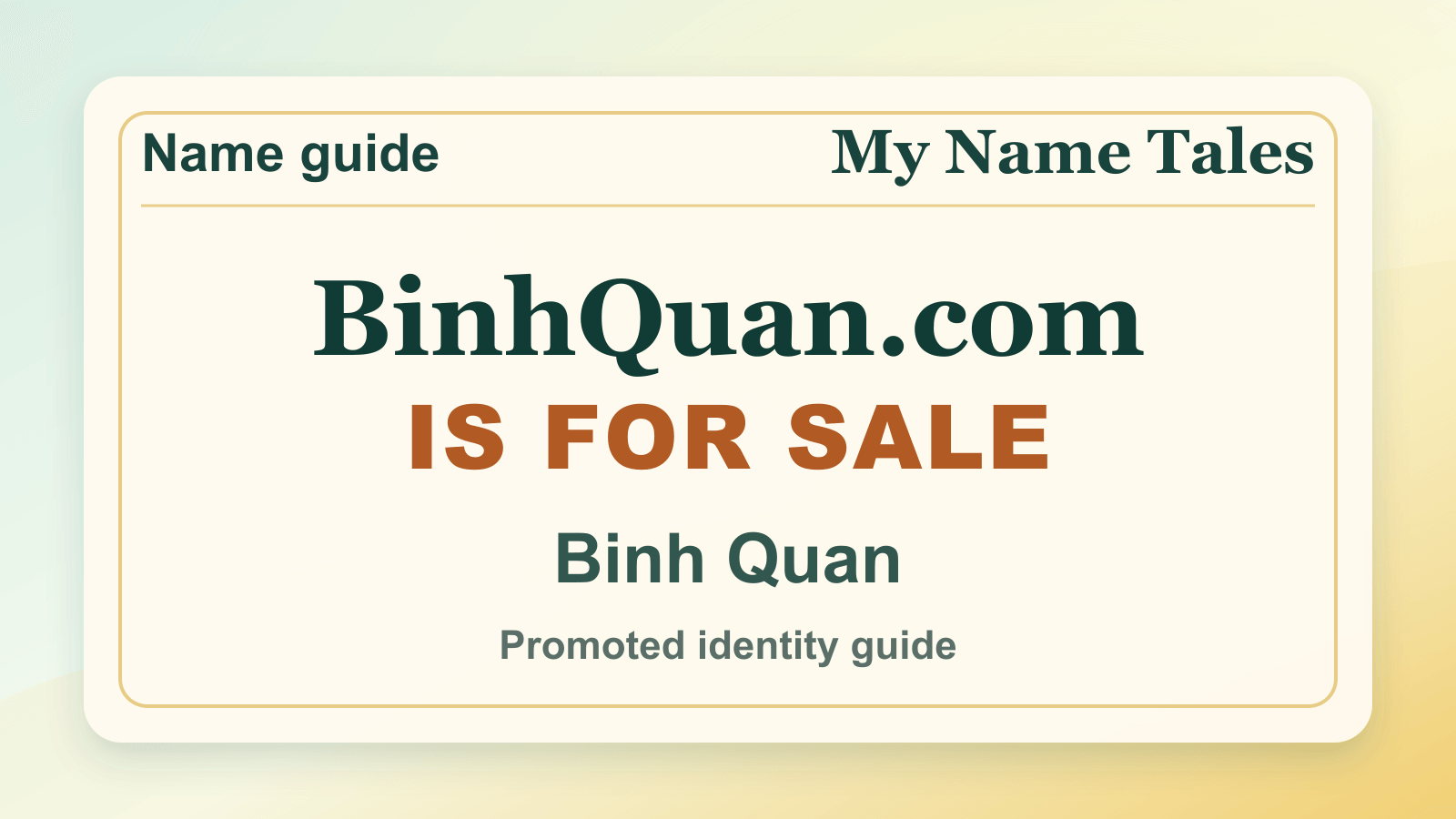 Binh Quan identity guide image — BinhQuan.com is for sale