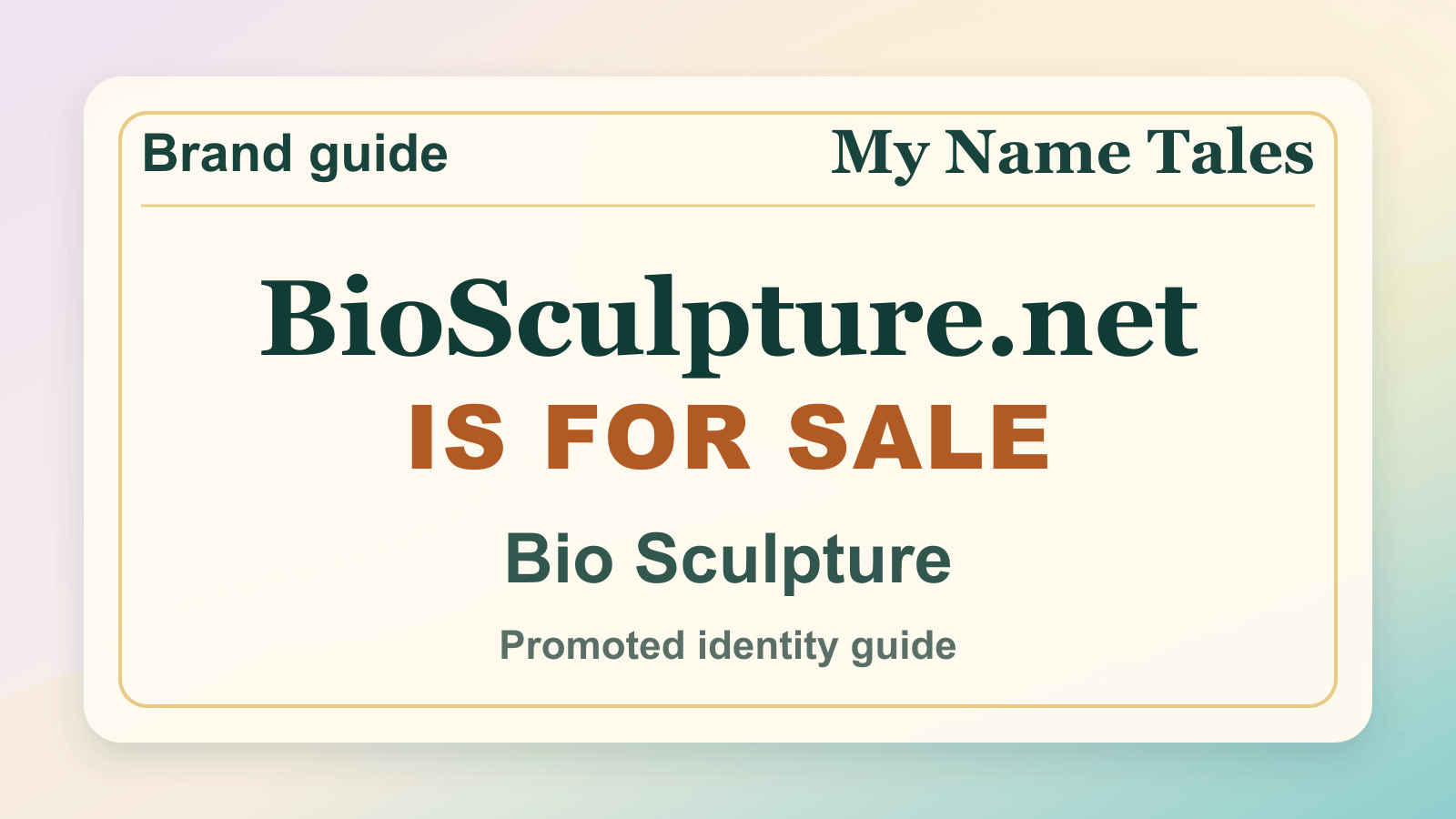 Bio Sculpture identity guide image — BioSculpture.net is for sale