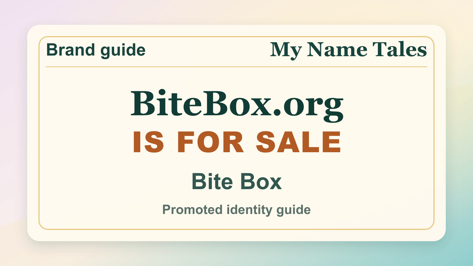 Bite Box identity guide image — BiteBox.org is for sale