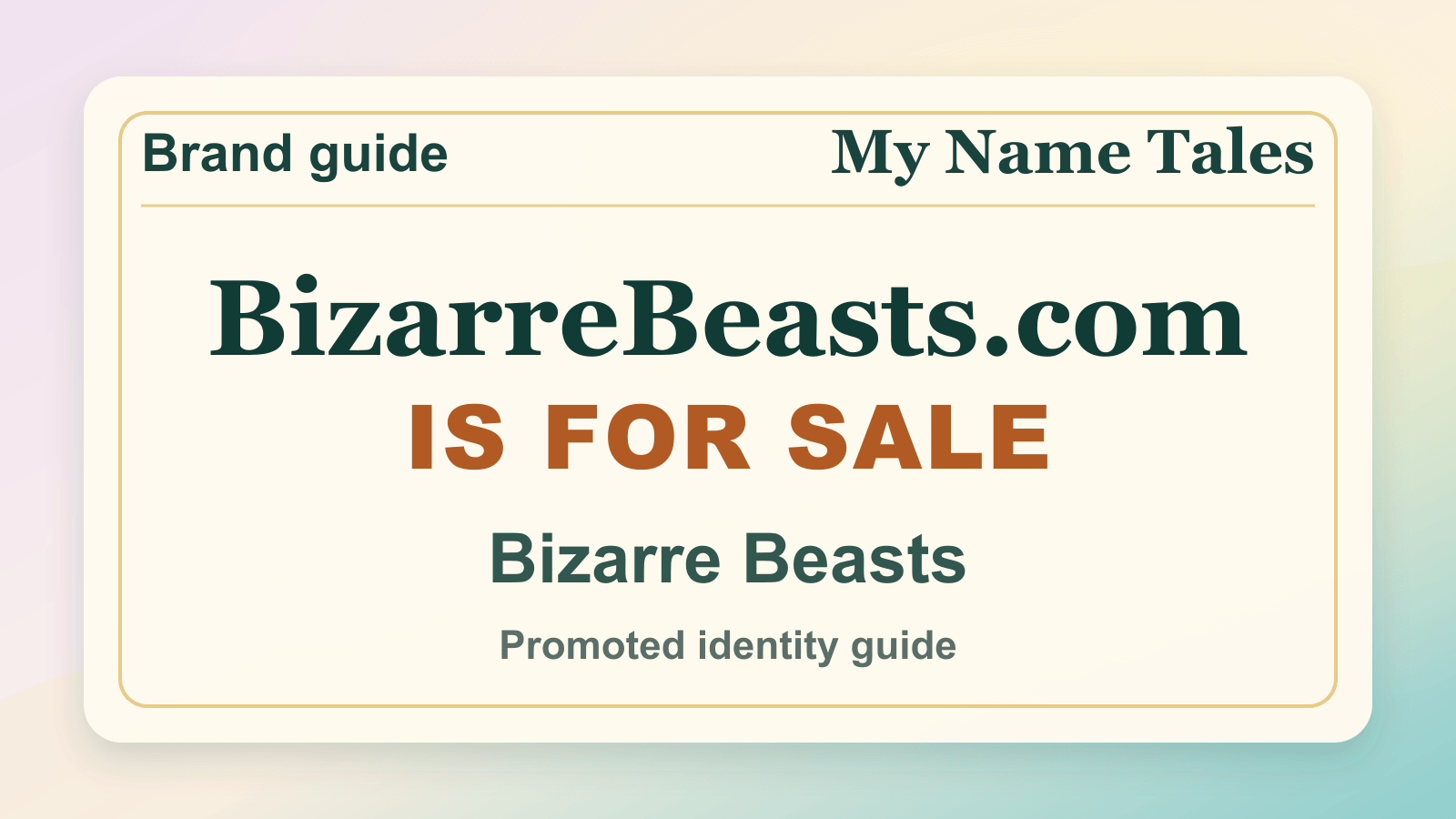 Bizarre Beasts identity guide image — BizarreBeasts.com is for sale