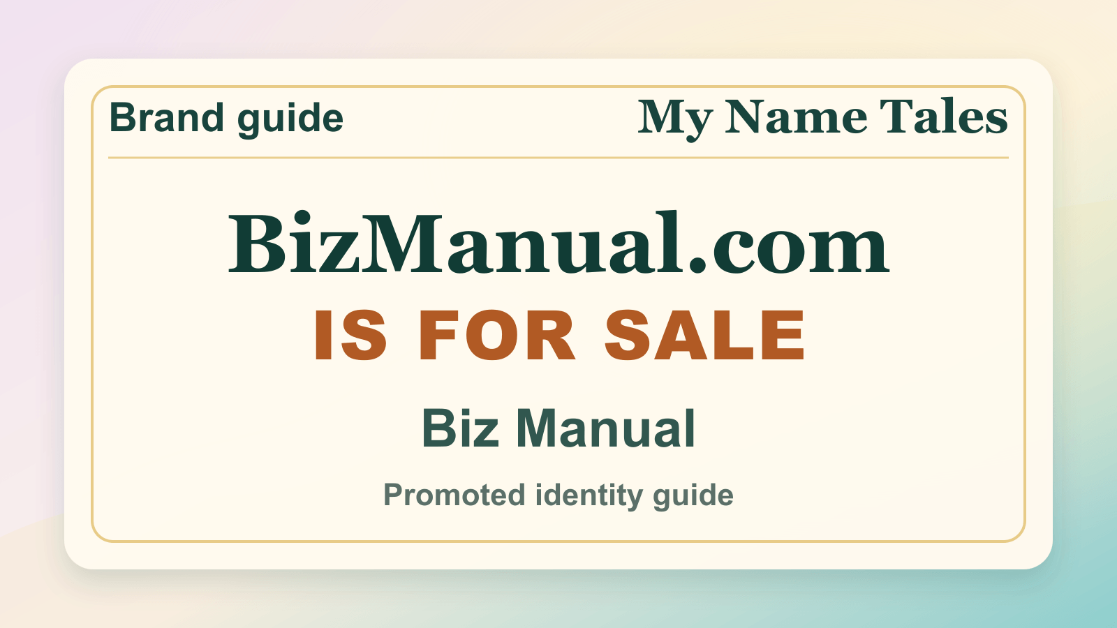 Biz Manual identity guide image — BizManual.com is for sale