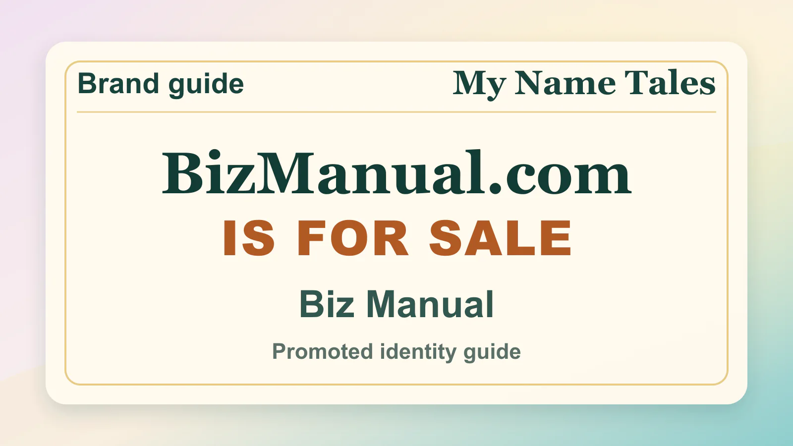 Biz Manual brandable domain guide thumbnail on My Name Tales