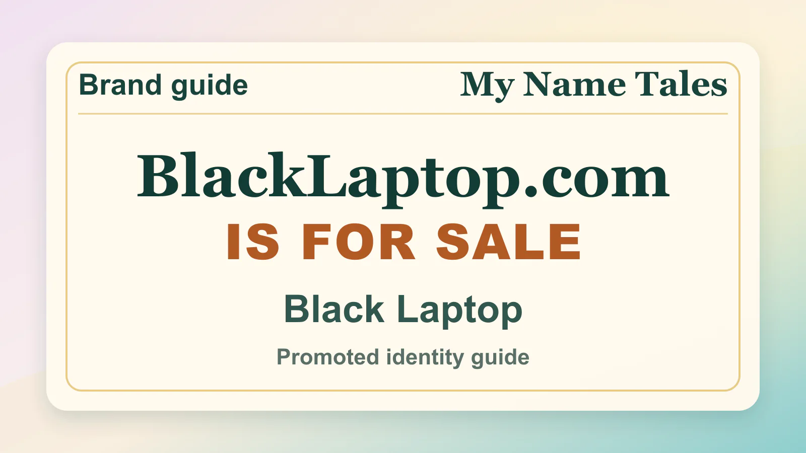 Black Laptop brandable domain guide thumbnail on My Name Tales