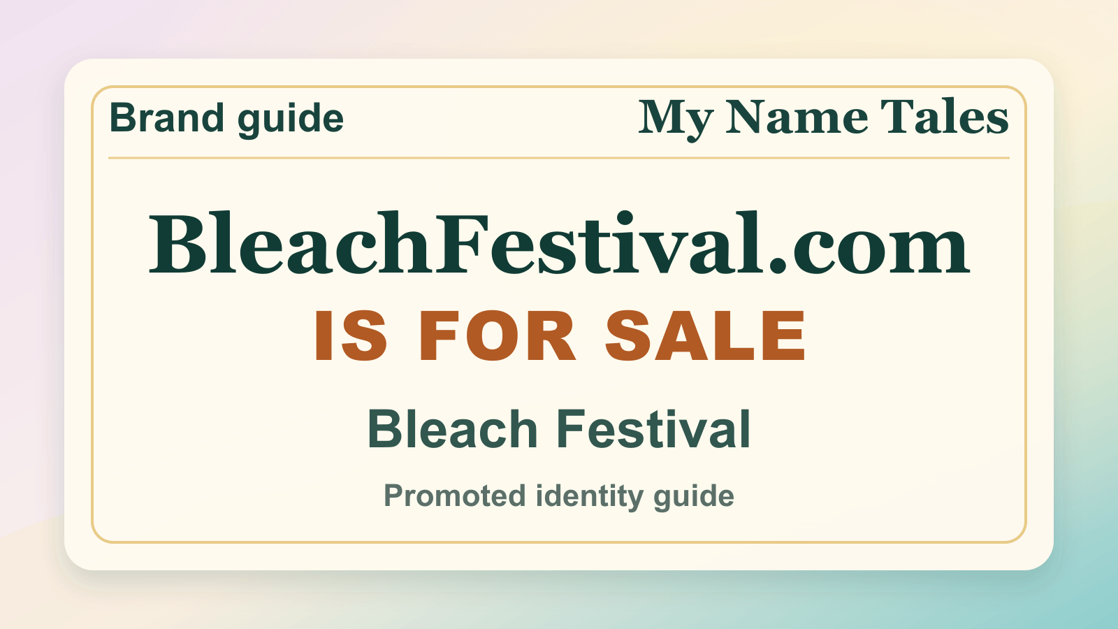 Bleach Festival identity guide image — BleachFestival.com is for sale