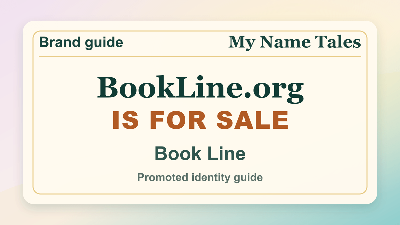 Book Line identity guide image — BookLine.org is for sale