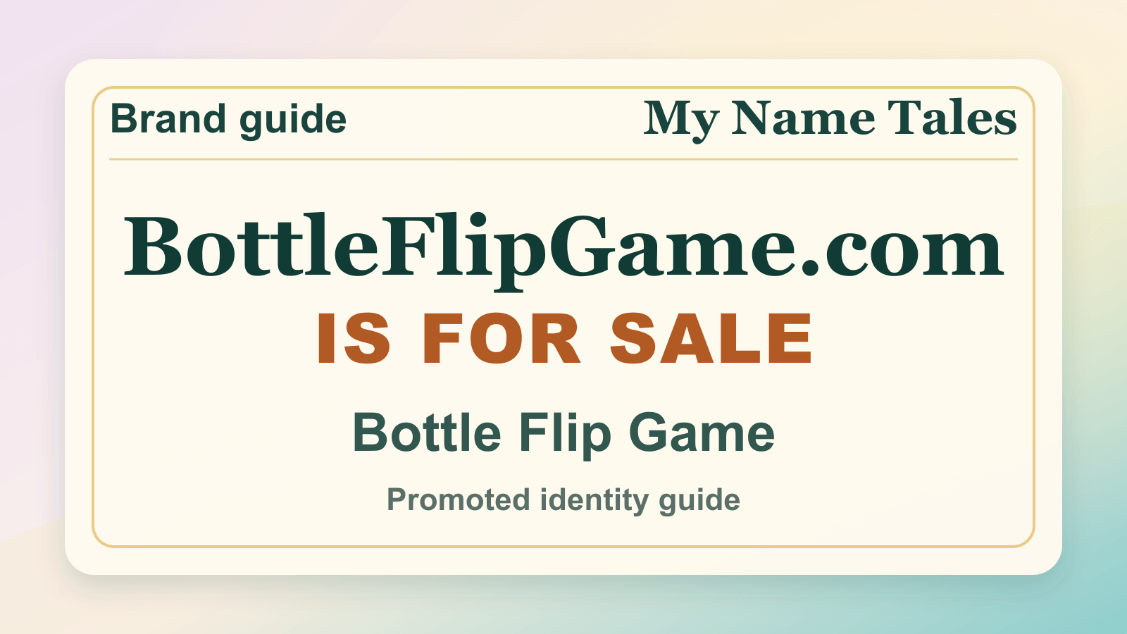 Bottle Flip Game identity guide image — BottleFlipGame.com is for sale
