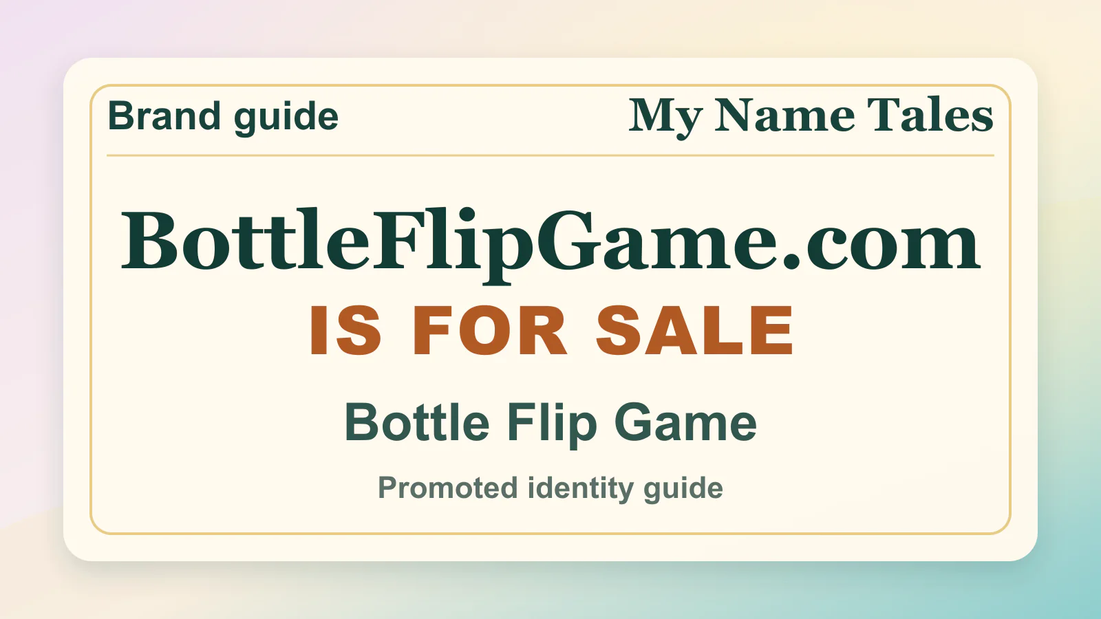 Bottle Flip Game brandable domain guide thumbnail on My Name Tales