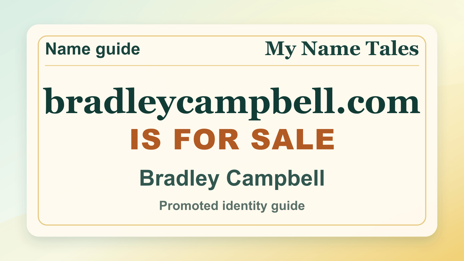 Bradley Campbell identity guide image — BradleyCampbell.com is for sale