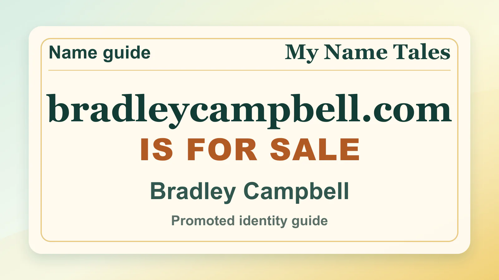 Bradley Campbell personal name guide thumbnail on My Name Tales