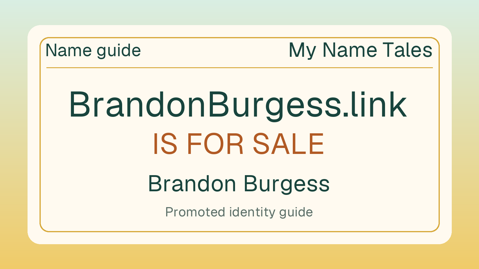Brandon Burgess name guide — BrandonBurgess.link is for sale