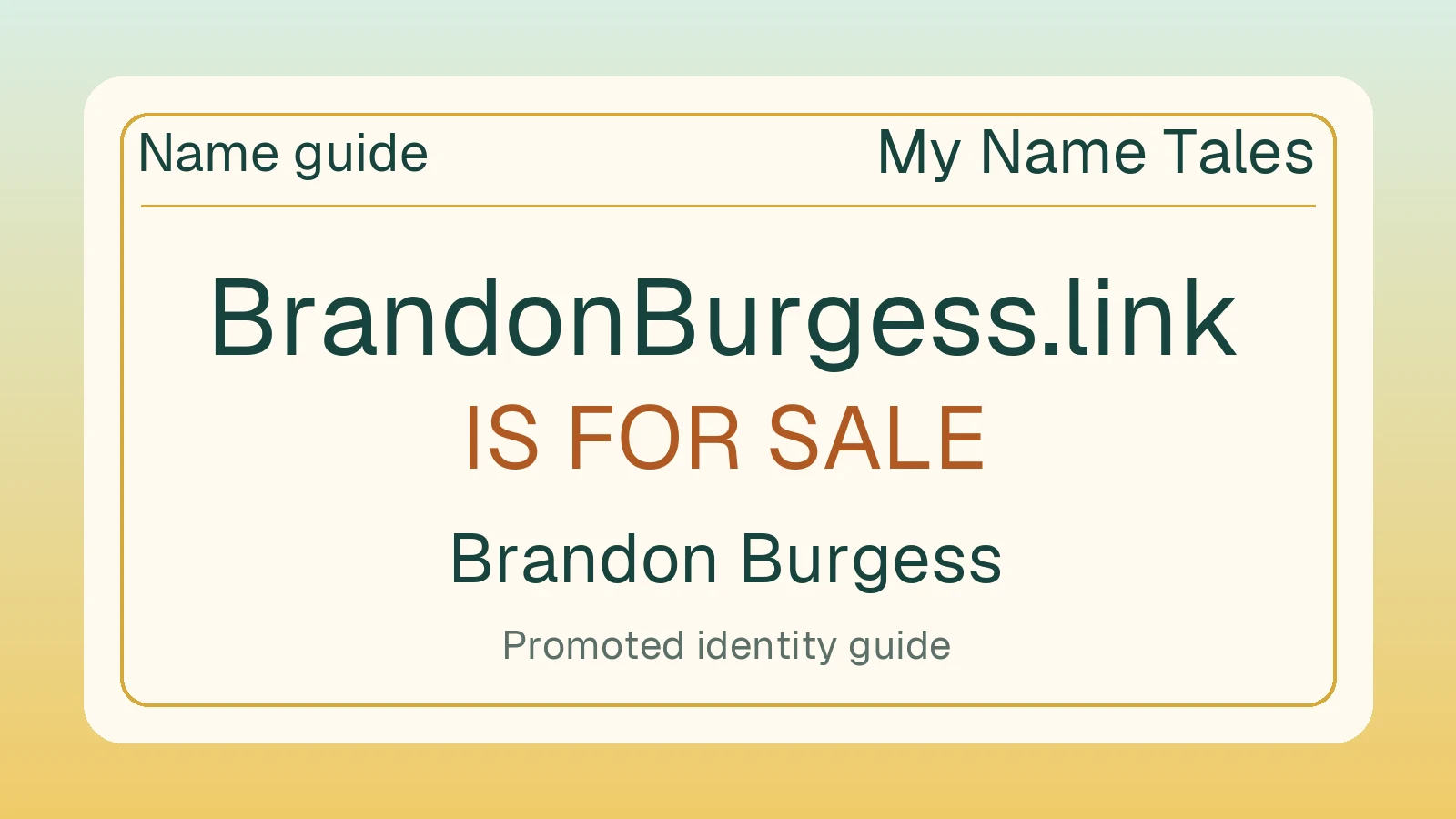 Brandon Burgess name guide — BrandonBurgess.link is for sale