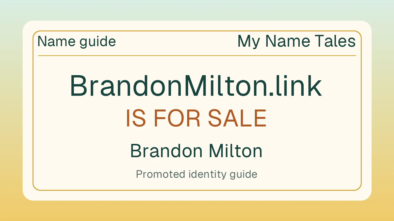 Brandon Milton name guide — BrandonMilton.link is for sale