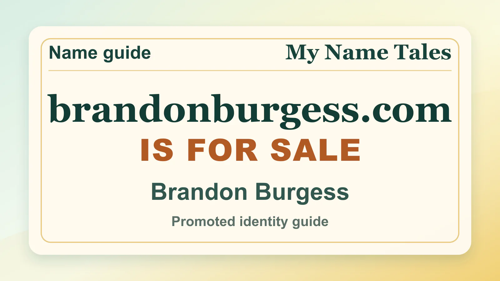 Brandon Burgess personal name guide thumbnail on My Name Tales