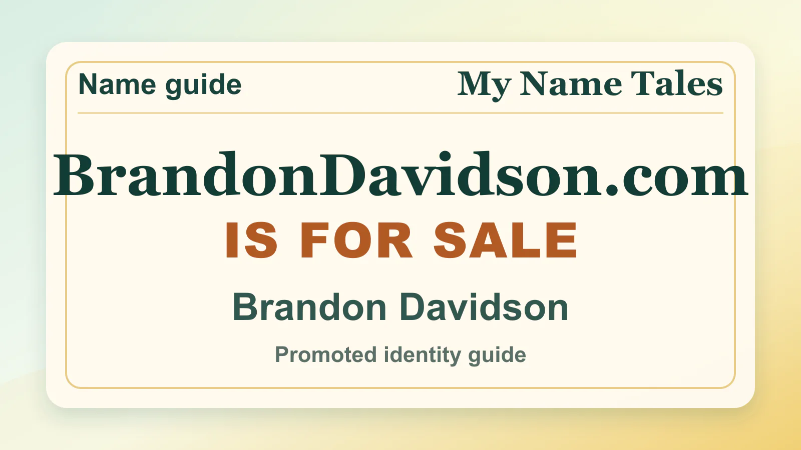 Brandon Davidson personal name guide thumbnail on My Name Tales