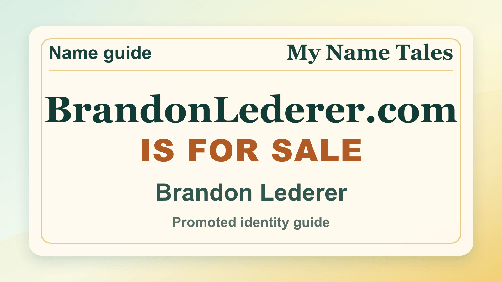Brandon Lederer identity guide image — BrandonLederer.com is for sale