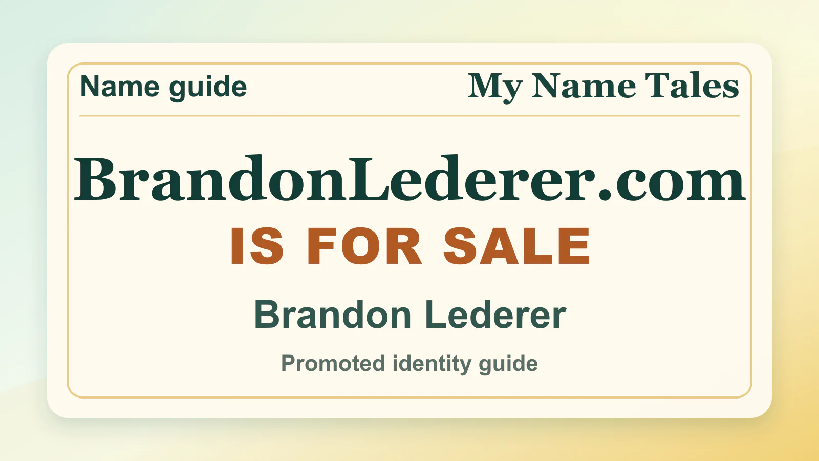 Brandon Lederer personal name guide thumbnail on My Name Tales