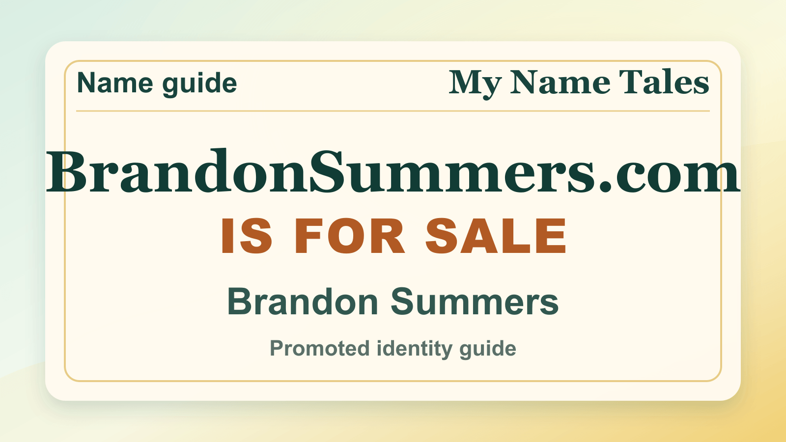 Brandon Summers identity guide image — BrandonSummers.com is for sale