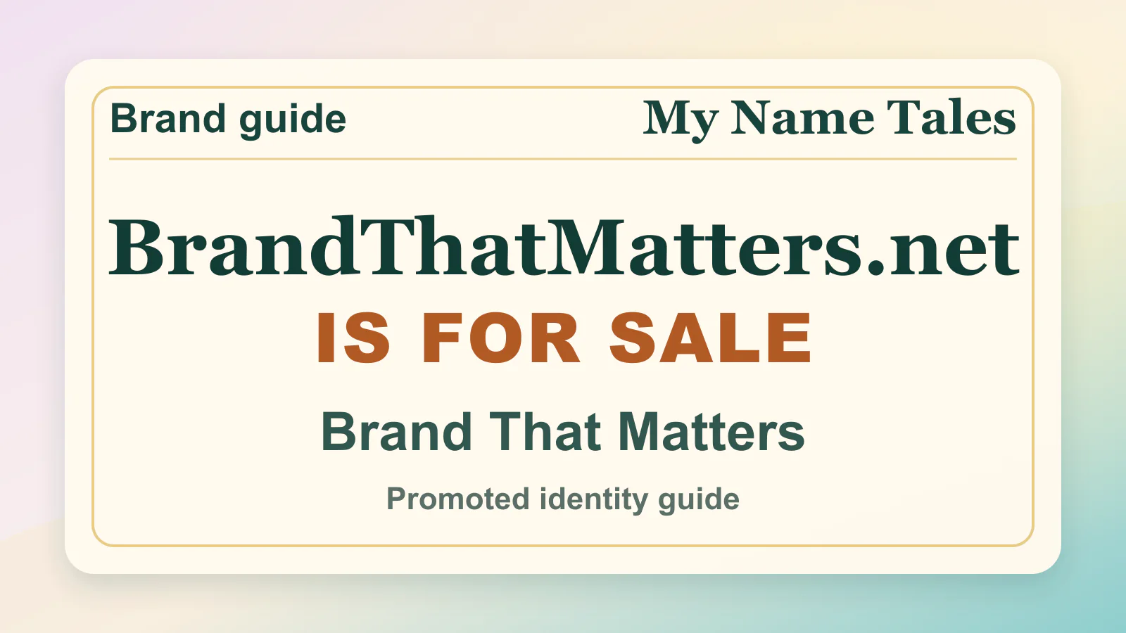 Brand That Matters brandable domain guide thumbnail on My Name Tales
