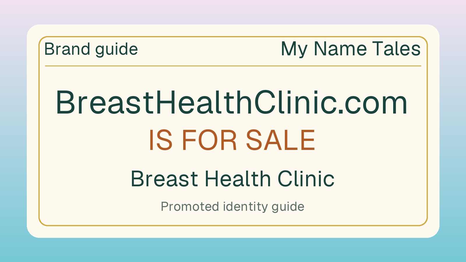 Breast Health Clinic brand guide — BreastHealthClinic.com is for sale