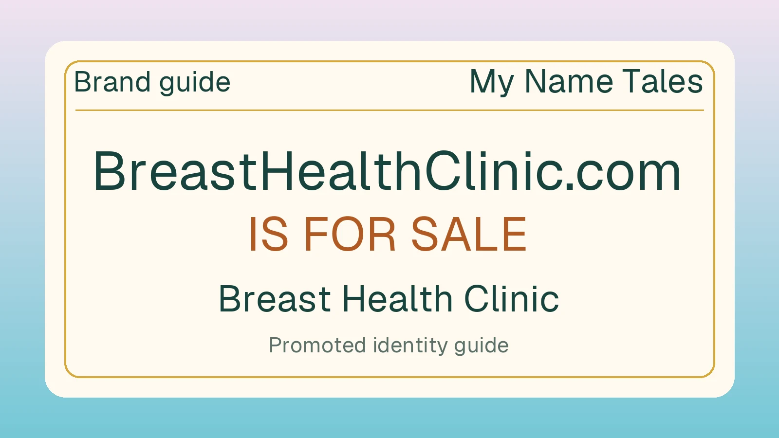 Breast Health Clinic brand guide — BreastHealthClinic.com is for sale