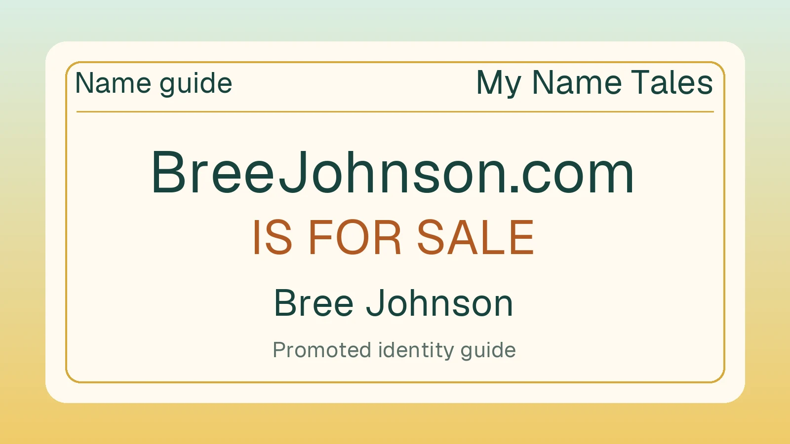 Bree Johnson name guide — BreeJohnson.com is for sale