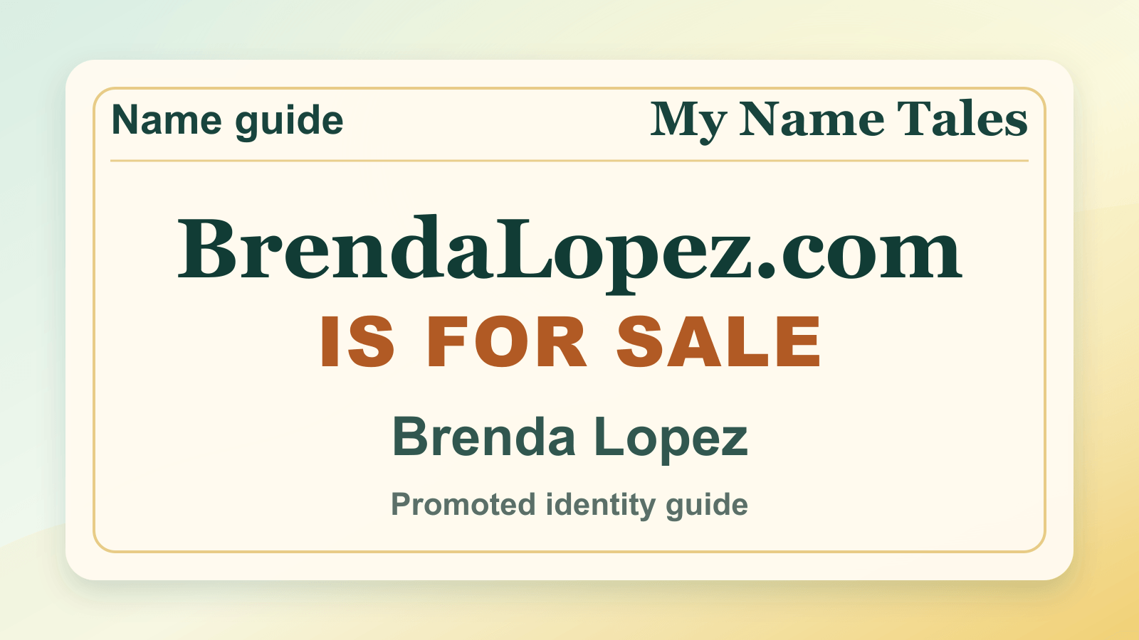 Brenda Lopez identity guide image — BrendaLopez.com is for sale