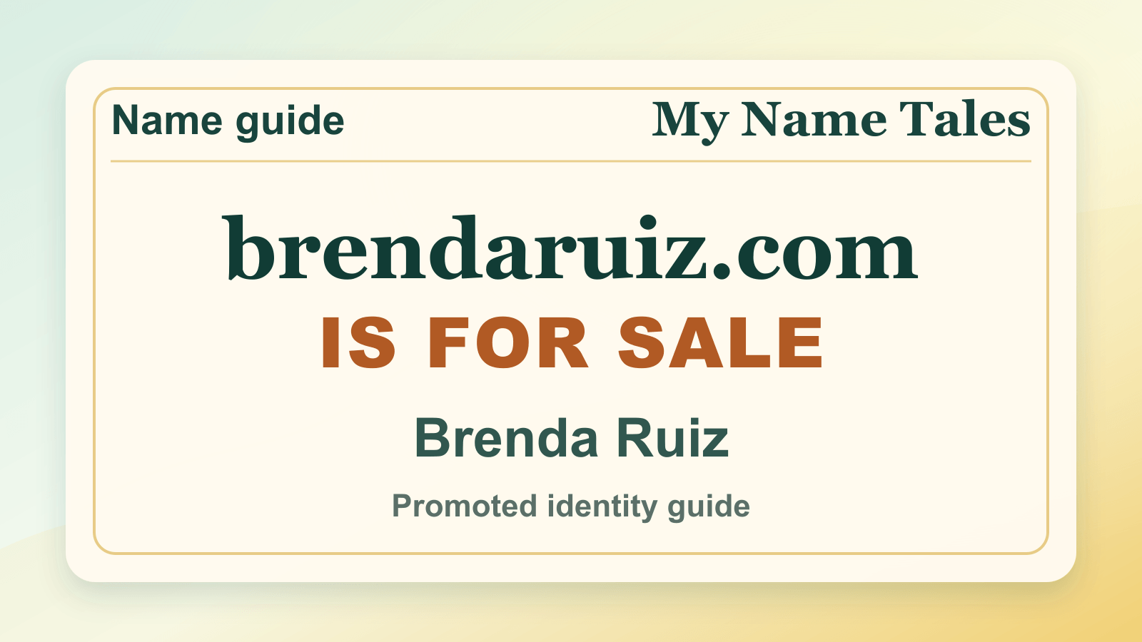 Brenda Ruiz identity guide image — BrendaRuiz.com is for sale