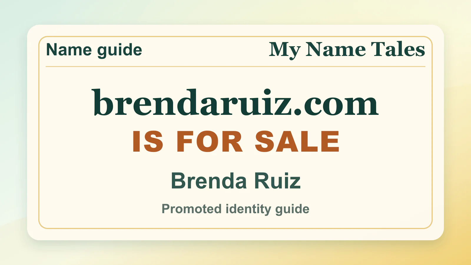 Brenda Ruiz personal name guide thumbnail on My Name Tales