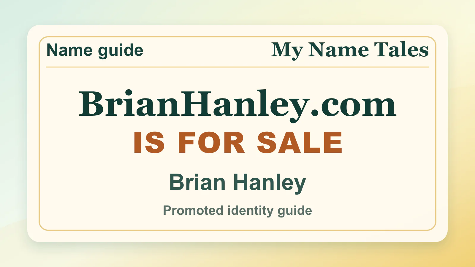 Brian Hanley personal name guide thumbnail on My Name Tales