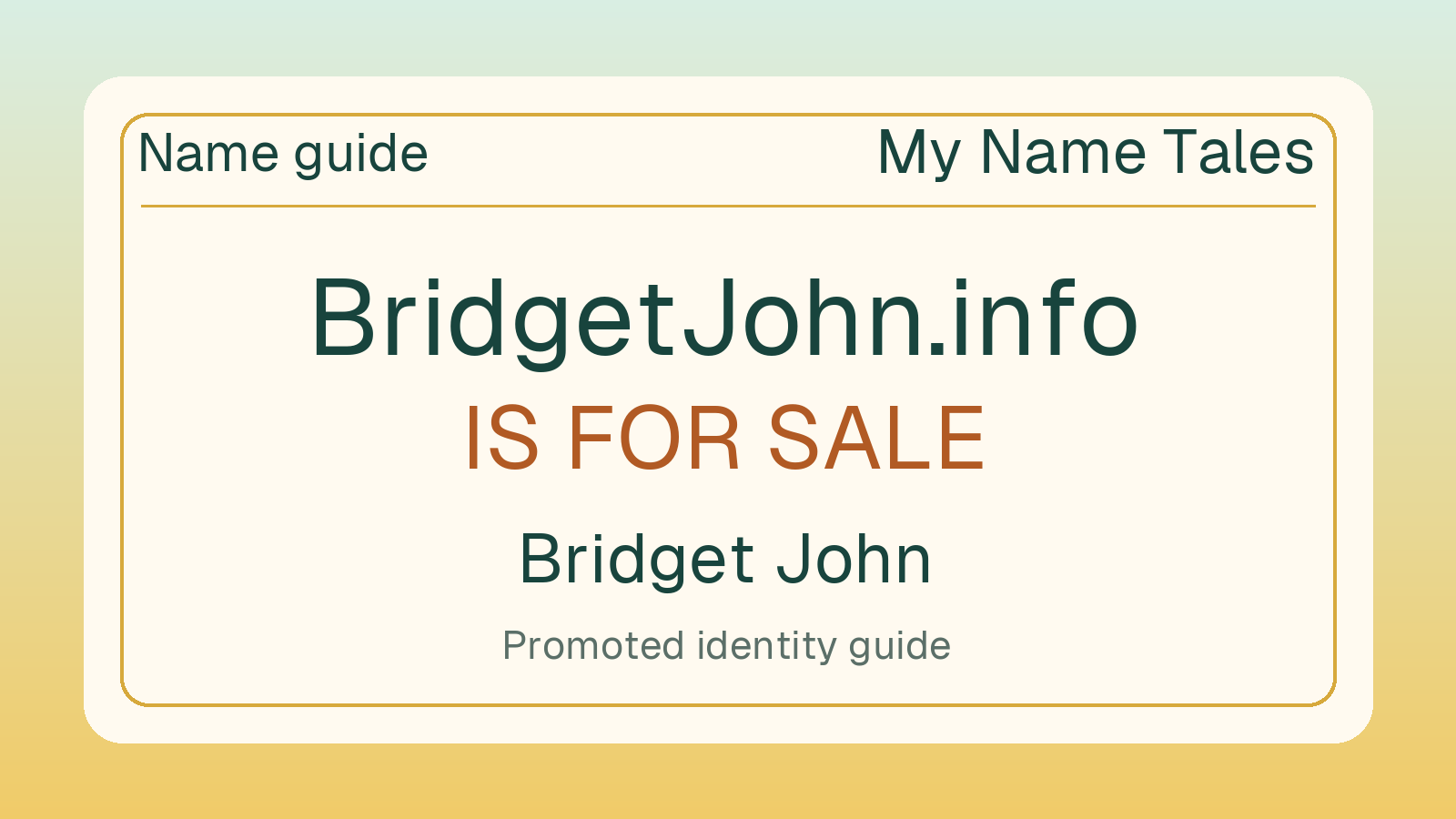 Bridget John name guide — BridgetJohn.info is for sale