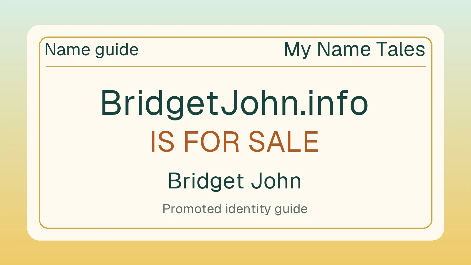 Bridget John name guide — BridgetJohn.info is for sale
