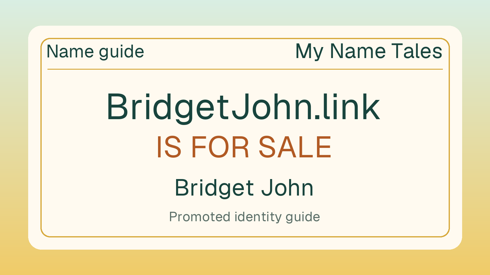 Bridget John name guide — BridgetJohn.link is for sale