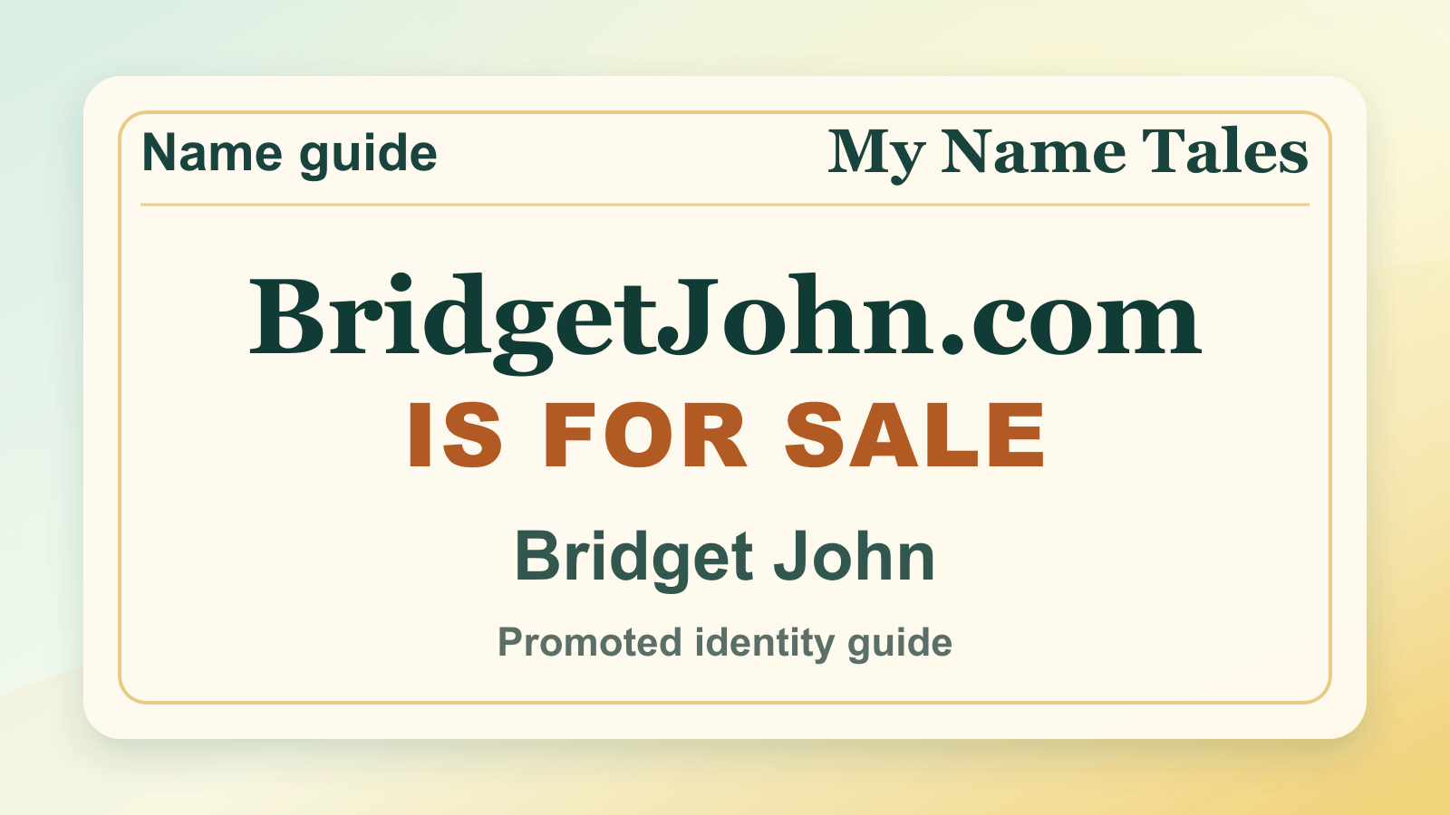 Bridget John identity guide image — BridgetJohn.com is for sale