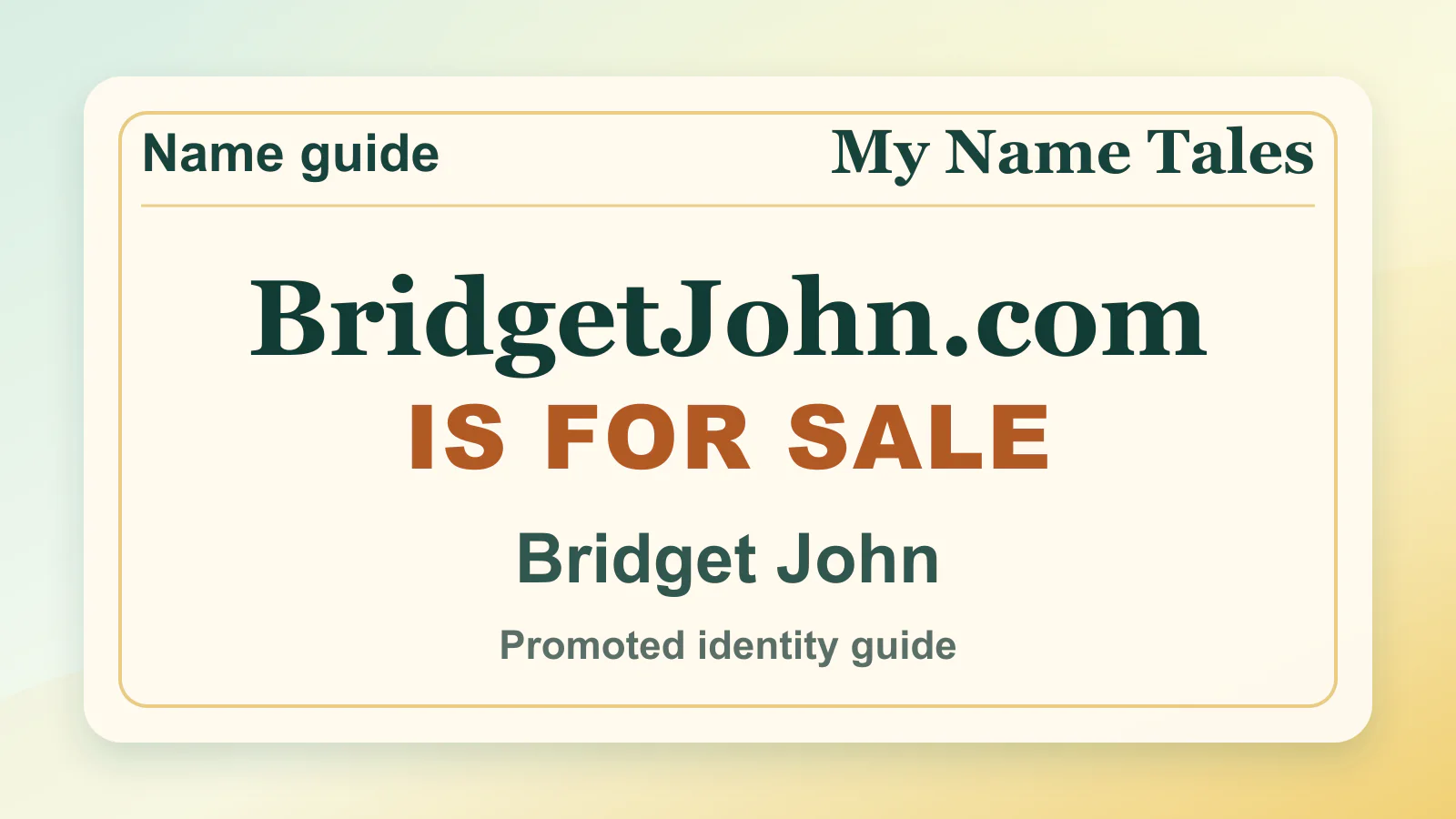 Bridget John personal name guide thumbnail on My Name Tales